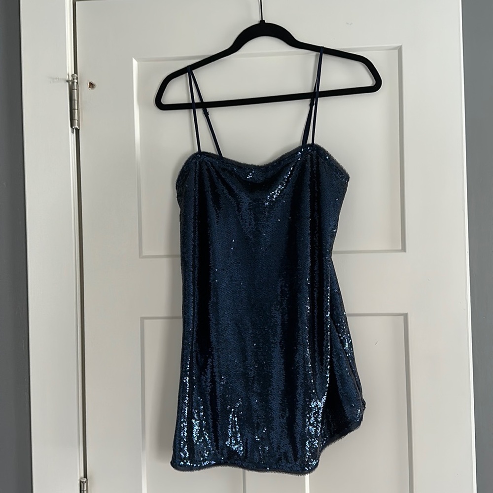 Free People Blue Sparkle Mini Dress